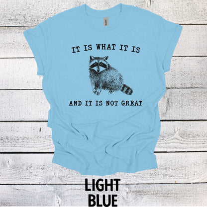 Funny Raccoon Shirt - It is What it is and it is Not Great Graphic Tee