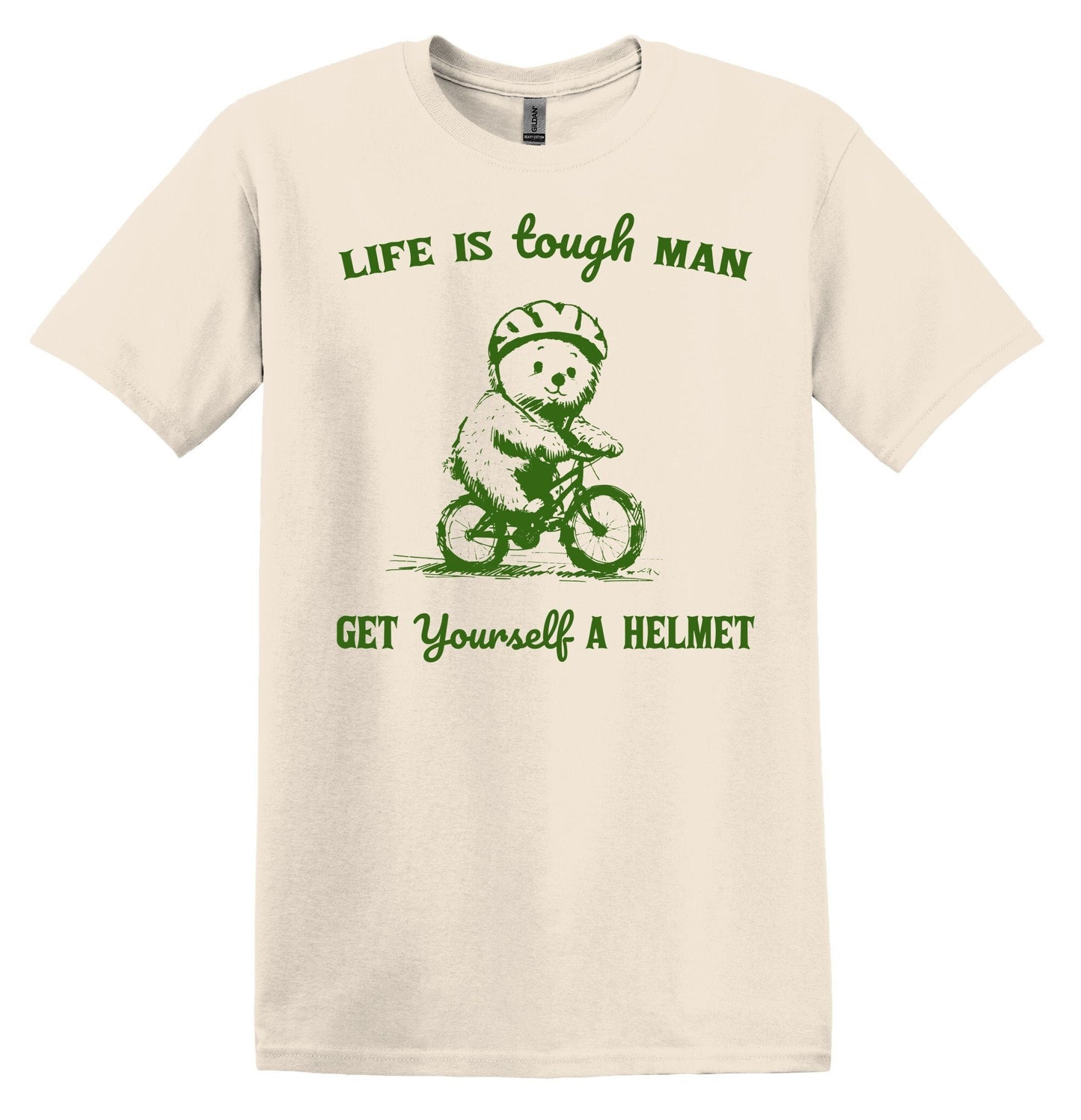 Life is Tough Man Get Yourself a Helmet Shirt Graphic Shirt Funny Vintage Shirt Nostalgia Shirt Minimalist Gag Shirt Minimalist Tee Meme Gag