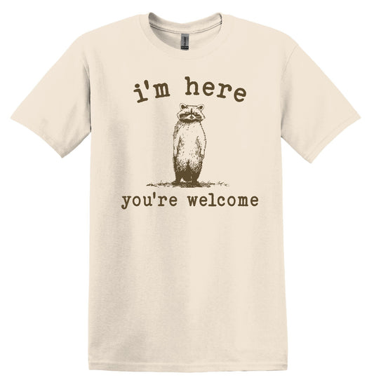 I'm Here You're Welcome Shirt Graphic Shirt Funny Vintage Shirt Nostalgia Shirt Minimalist Gag Shirt Meme Tshirt Gag Gift Trendy Funny Shirt