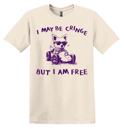 I May Be Cringe But I am Free Shirt Dog Graphic Shirt Ostrich Funny Shirt Nostalgia Shirt Minimalist Gag Shirt Meme Shirt