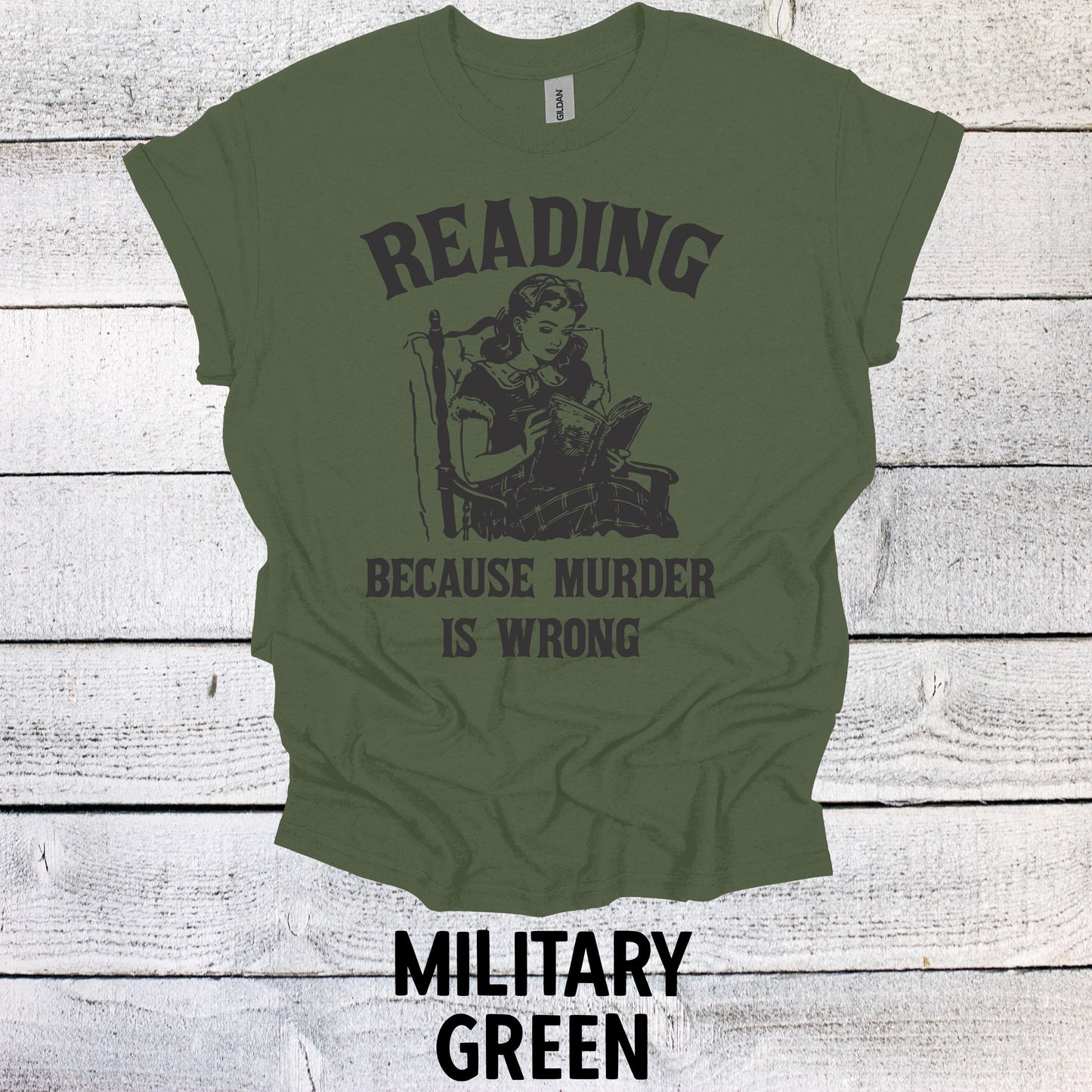 Unique Bookworm Top - Reading Because Murder is Wrong T-shirt, Book Shirt, Book Lovers Shirt, Bookish Shirt, Book Merch