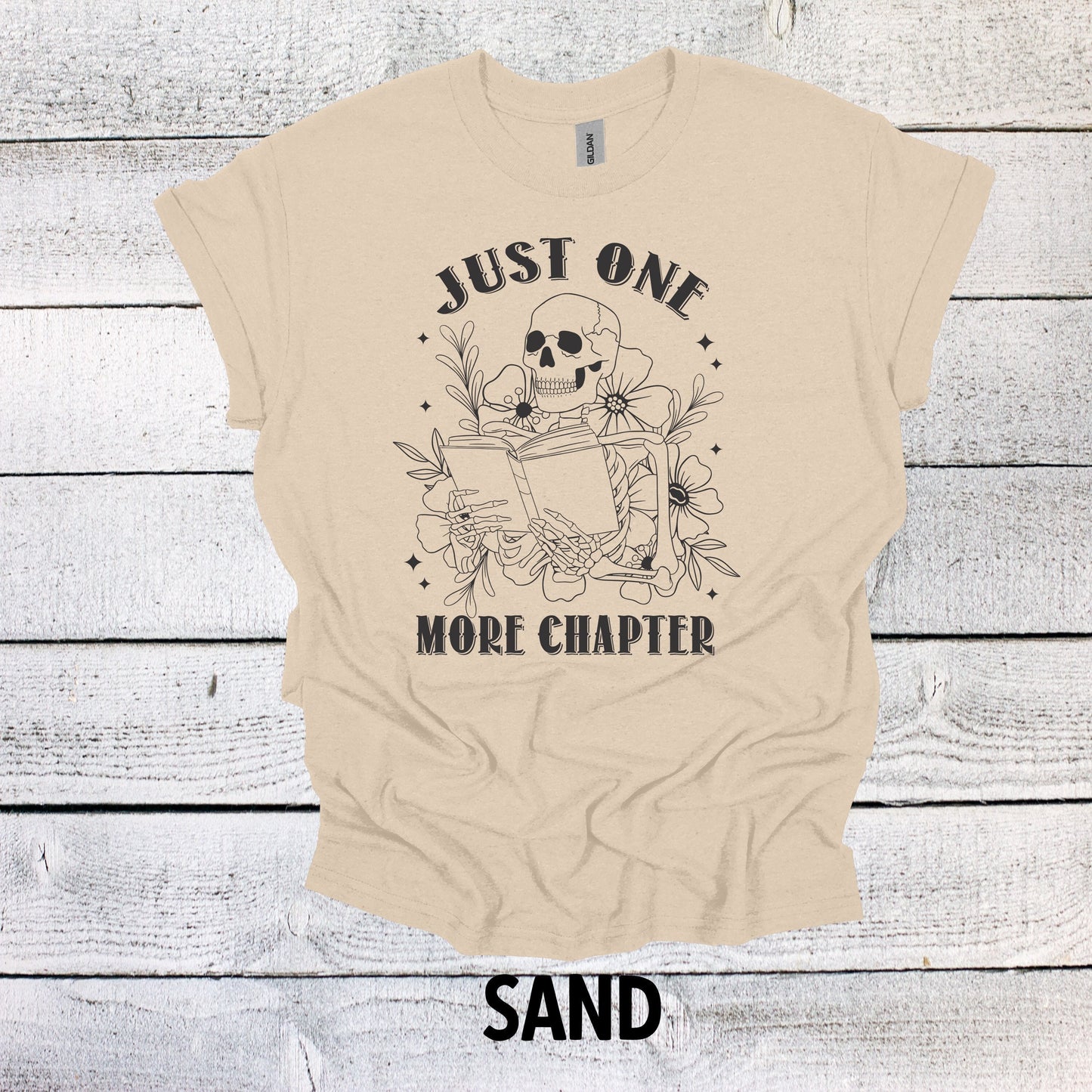 Skeleton Book Shirt: Just One More Chapter Reader Tee, Book Shirt, Book Lovers Shirt, Bookish Shirt, Book Merch