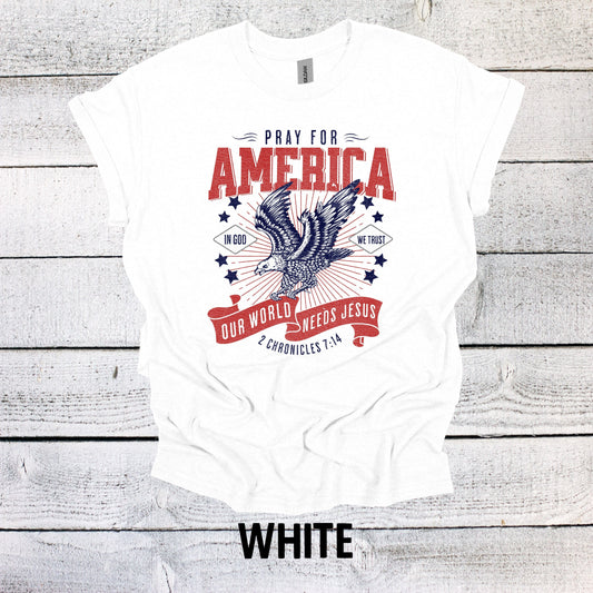 Patriotic Pray for America Eagle Shirt - July 4th Celebration Shirt