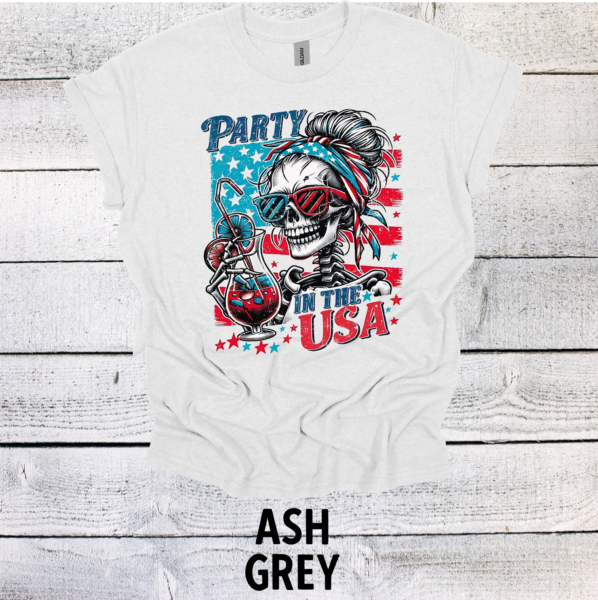 July 4th USA Skeleton Drinking Shirt - July 4th Celebration Shirt