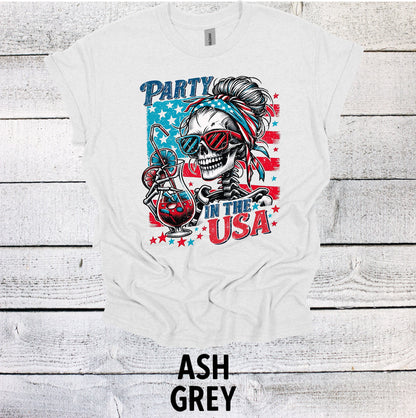 July 4th USA Skeleton Drinking Shirt - July 4th Celebration Shirt