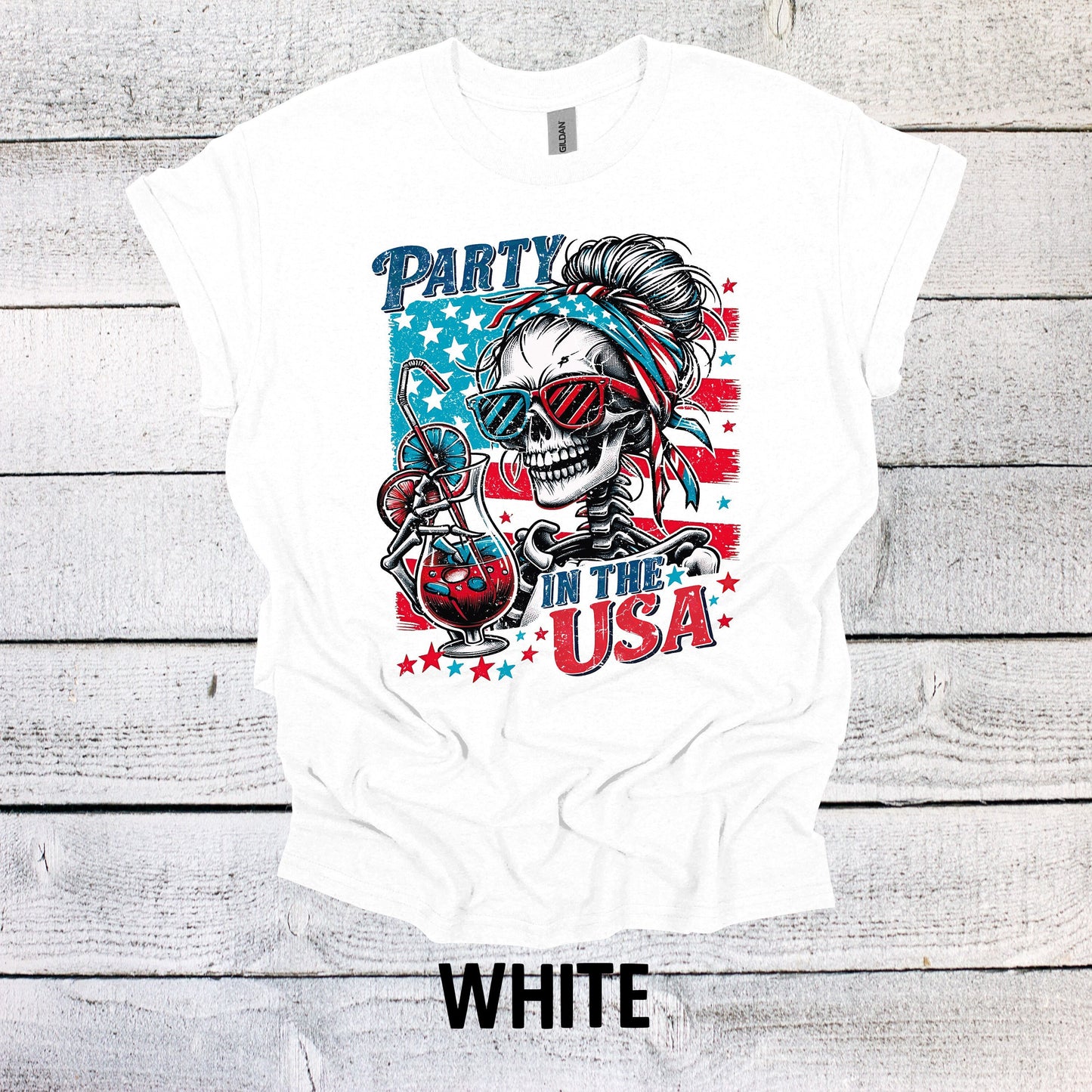 July 4th USA Skeleton Drinking Shirt - July 4th Celebration Shirt