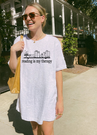 Reading is my Therapy Shirt Book Lover Shirt Book TShirt Women Reading Shirts Book Club Shirt