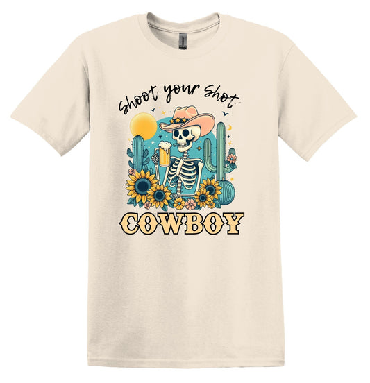 Shoot Your Shot Cowboy Shirt Funny Gift Unisex Shirt Gift for Her Retro Tshirt Vintage Graphic TShirt Funny Shirt