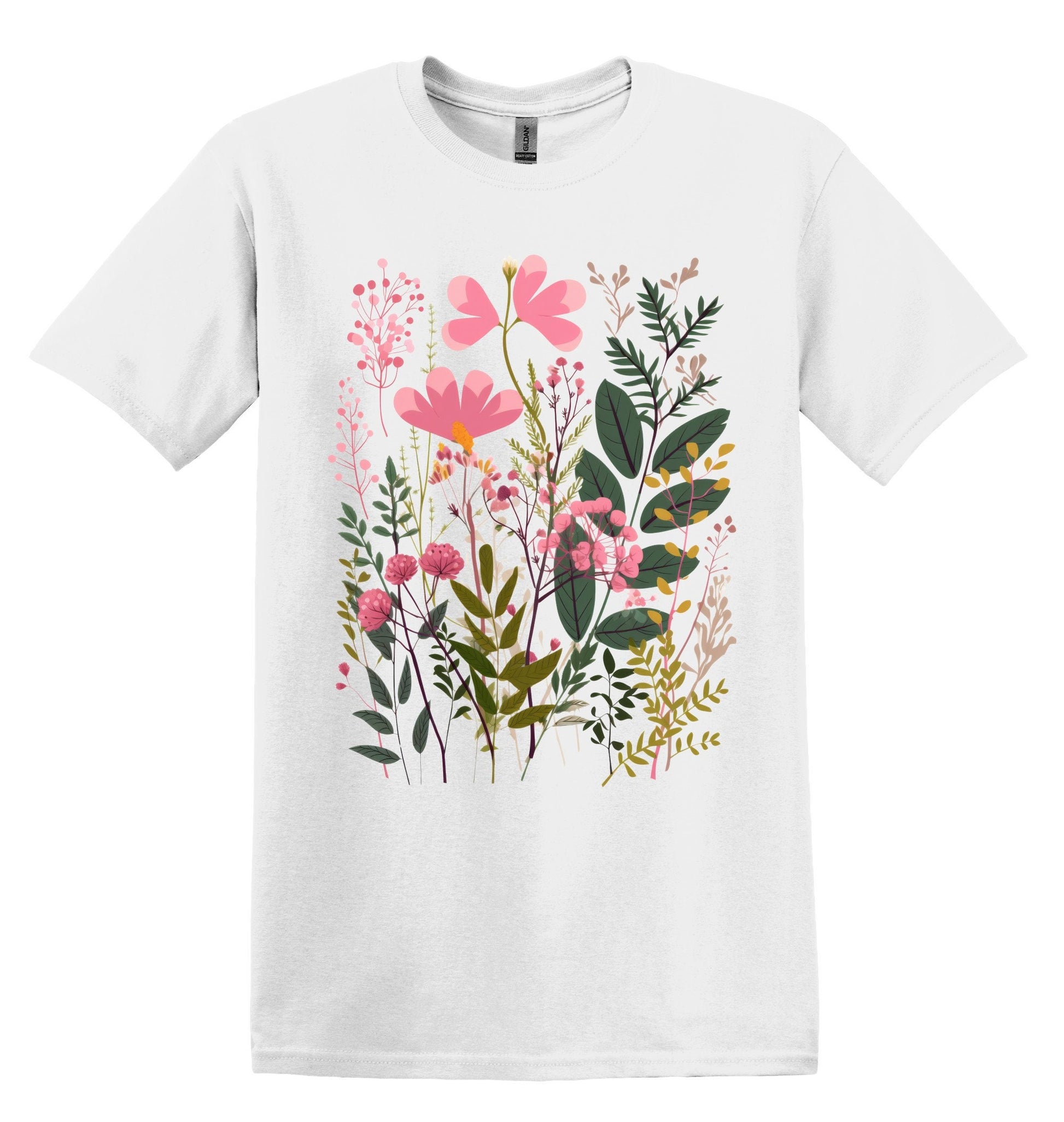 Pink Summer Wildflowers Tshirt Flower Shirt Garden Lover Shirt Flower Lover Shirt Wild Flowers Shirt Floral Tshirt Boho Floral Shirt