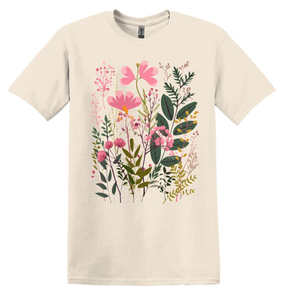 Pink Summer Wildflowers Tshirt Flower Shirt Garden Lover Shirt Flower Lover Shirt Wild Flowers Shirt Floral Tshirt Boho Floral Shirt