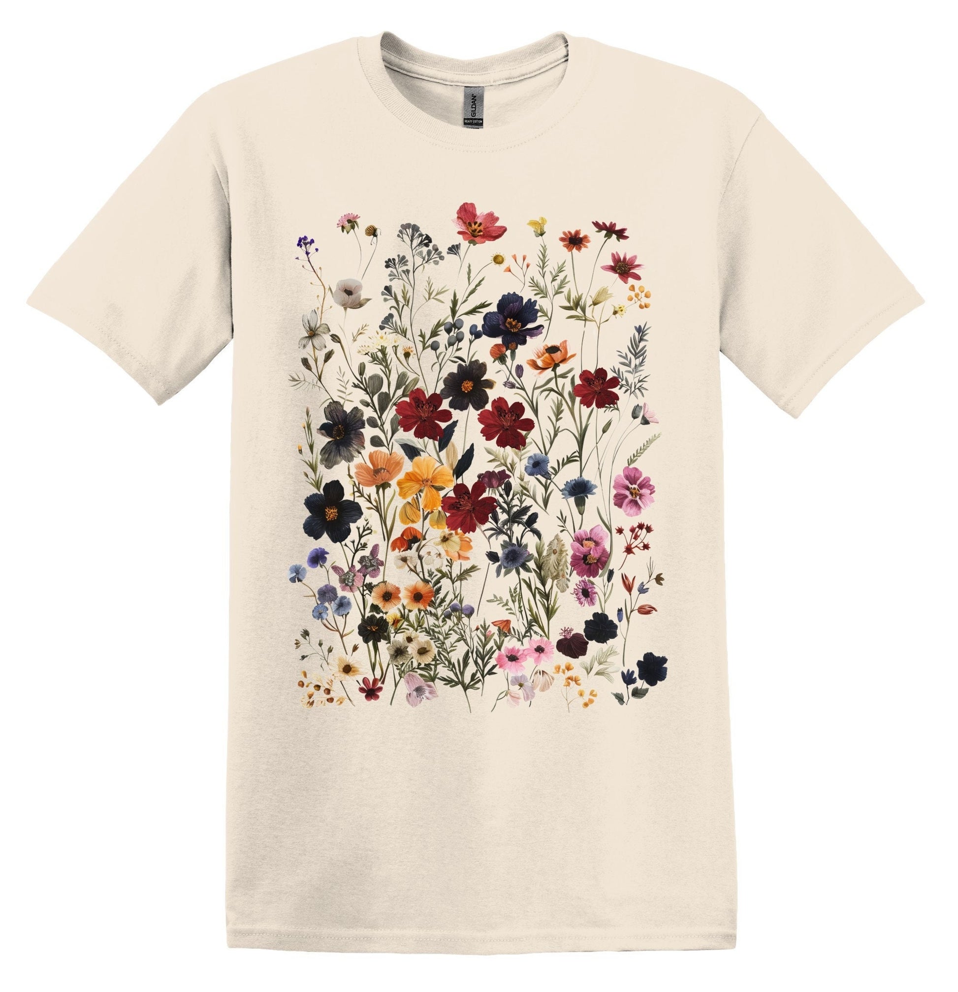 Vintage Pressed Wildflowers Tshirt Flower Shirt Garden Lover Shirt Flower Lover Shirt Wild Flowers Shirt Floral Tshirt Boho Floral Shirt