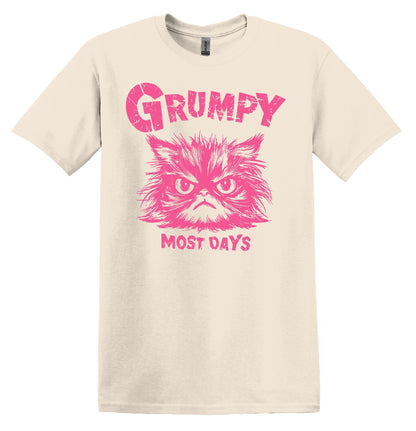 Grumpy Most Days Pink Shirt Graphic Shirt Retro Adult Shirt Vintage T-Shirt Cotton Tee Meme Shirt Trendy T-Shirt Funny Gift