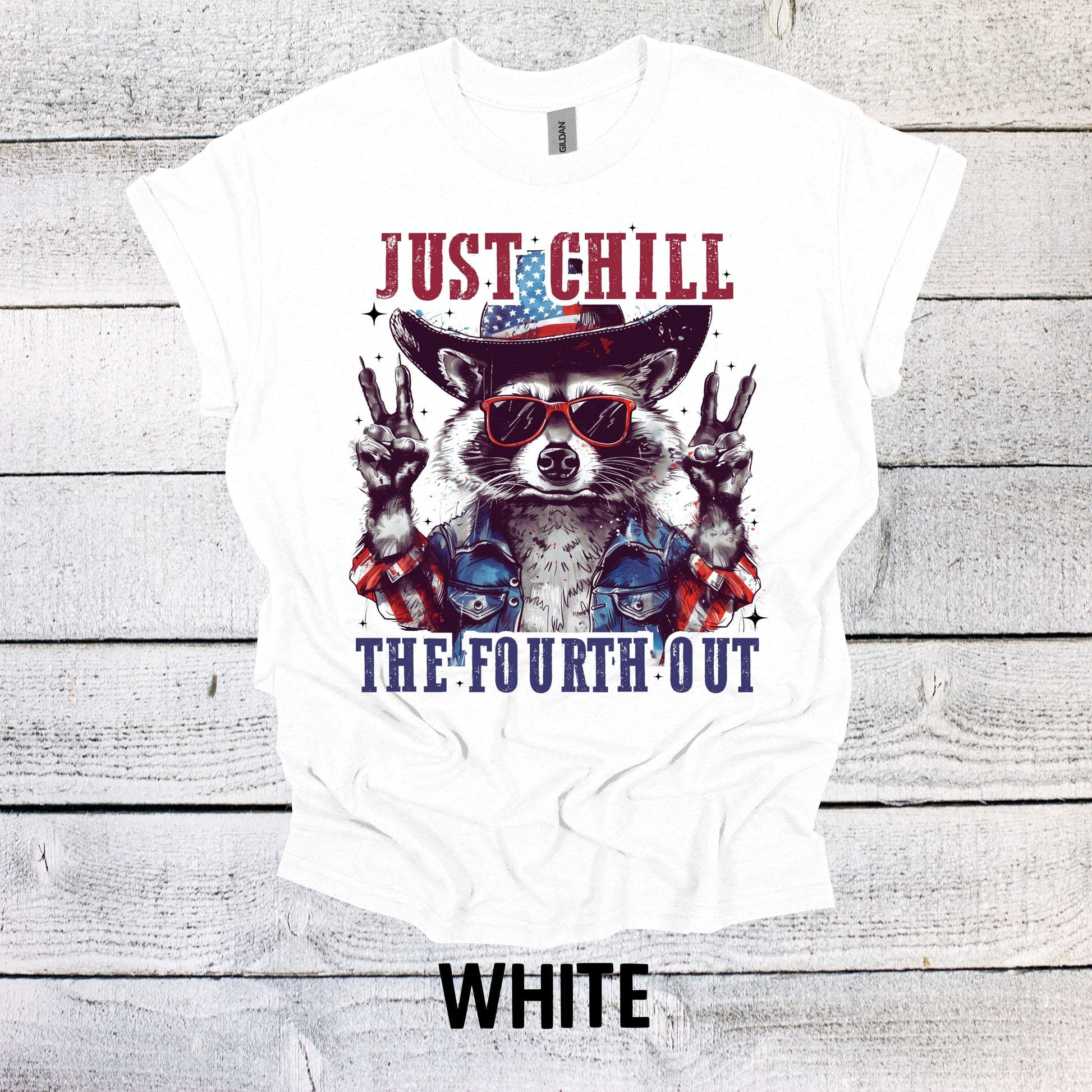 Just Chill the Fourth Out Raccoon Shirt 4th of July - Patriotic BBQ Tee