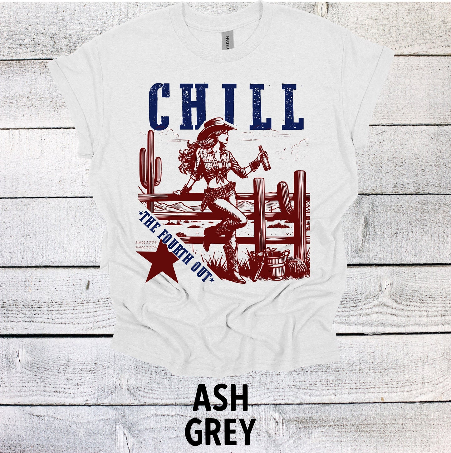 Chill the Fourth Out Cowgirl Western Shirt 4th of July - Patriotic BBQ Tee