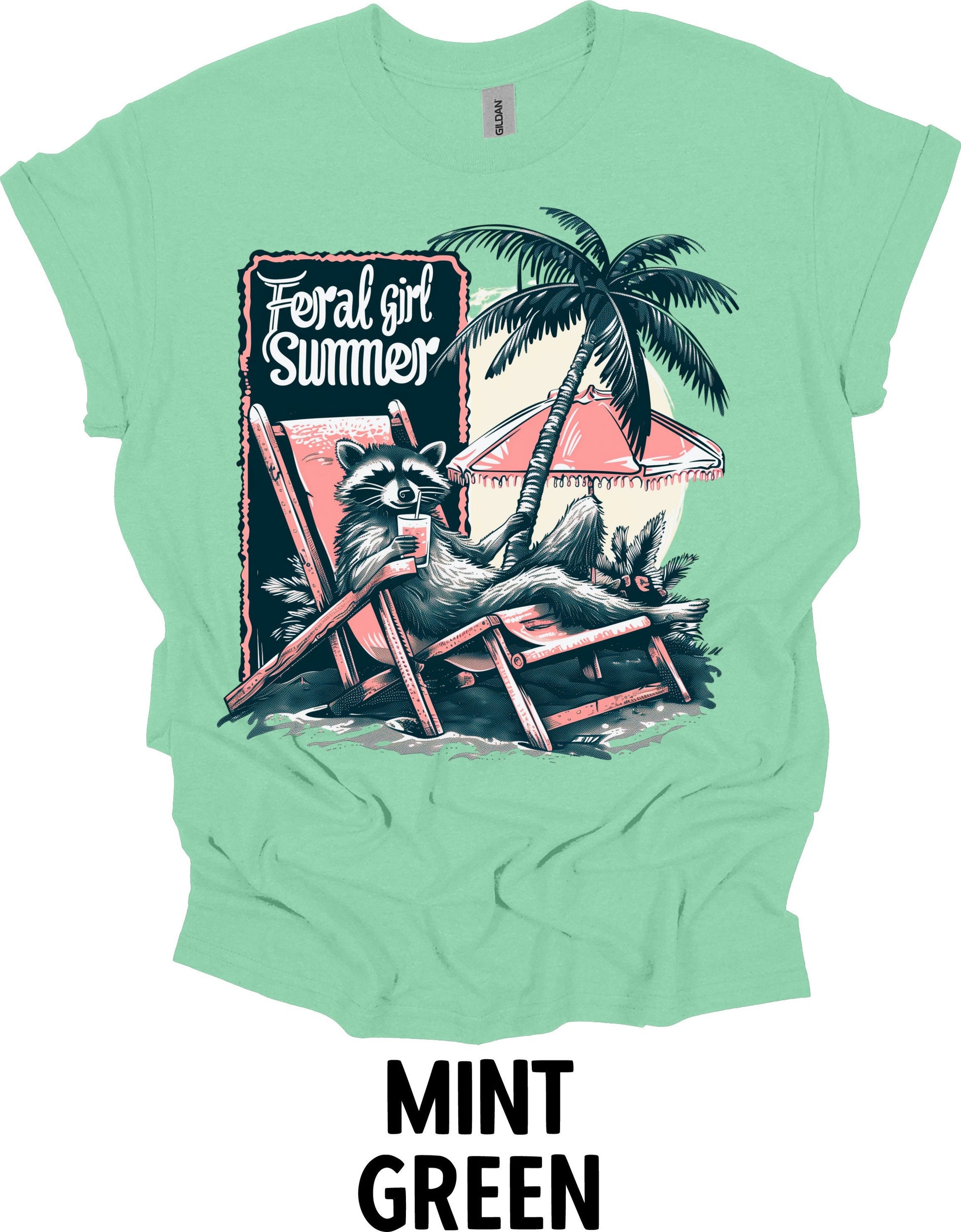 Feral Girl Summer Raccoon Graphic Tee