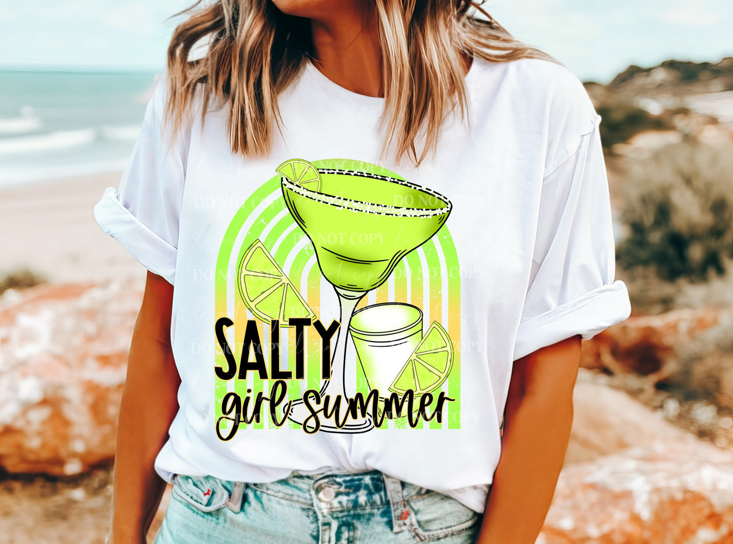 Salty Girl Summer Margarita Graphic Tee - Retro Nature Lover Shirt - Trendy Bug Print Top for Nature Enthusiasts