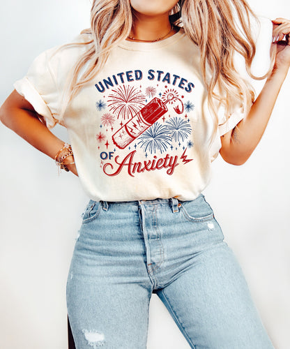 United States of Anxiety Shirt 4th of July - Patriotic BBQ Tee