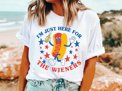 I'm Just Here for the Wieners Shirt 4th of July - Patriotic BBQ Tee