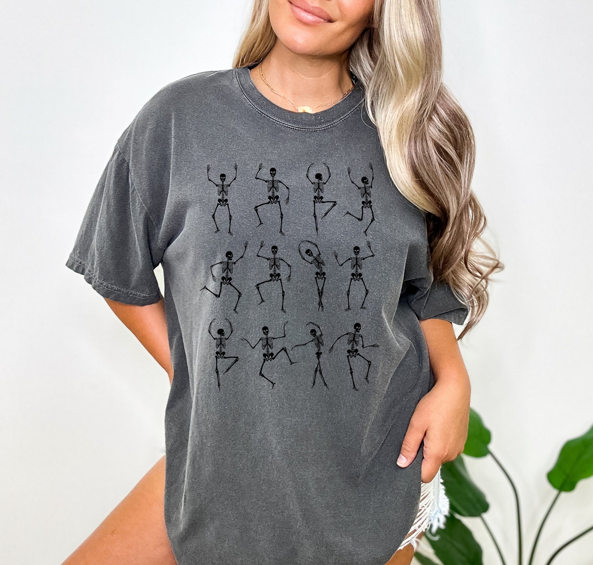 Dancing Skeletons Halloween Shirt, Halloween T-Shirt, Spooky Party Shirt, Oversized T-Shirt, Halloween Tee, Comfort Colors Shirt