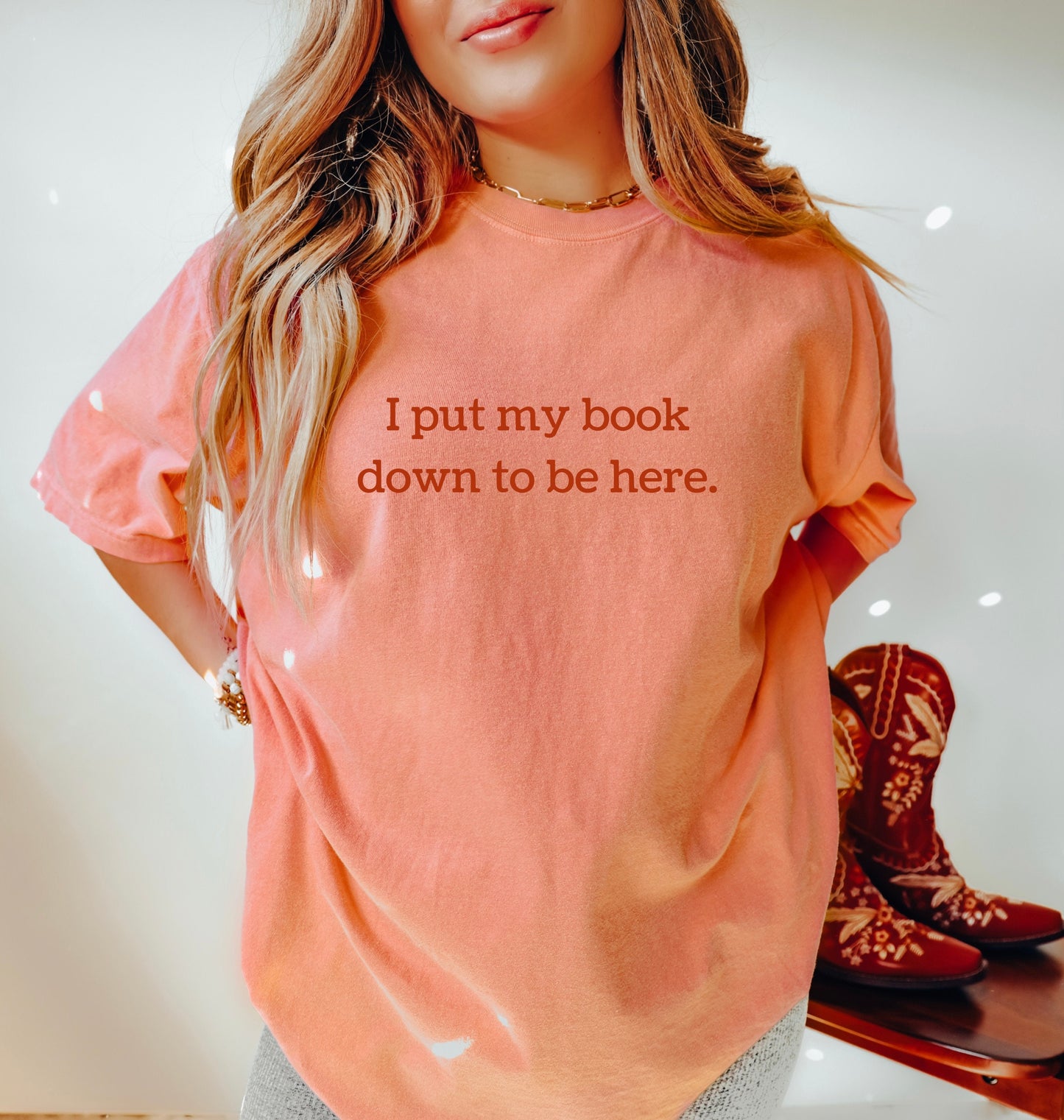 Book Shirt I Put My Book Down to Be Here TShirt Book Lover Shirt Book T Shirt women Reading Shirts Book Club Shirt Comfort Colors