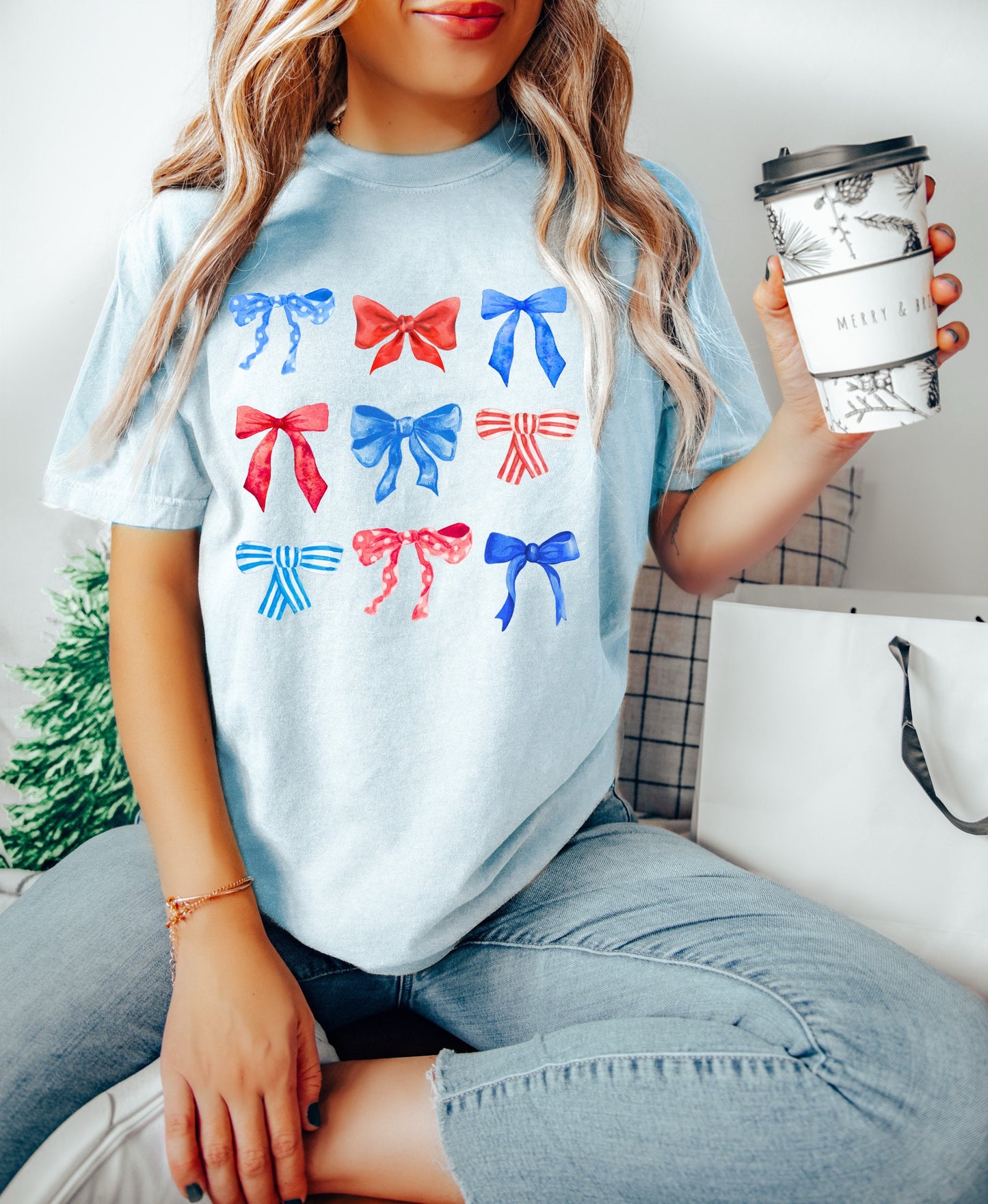 July 4th Shirt, Coquette 4th of July Shirt, USA Shirt, Retro 4th of July Shirt, Comfort Colors® Shirt, Summertime Tee, Coquette Bows Shirt