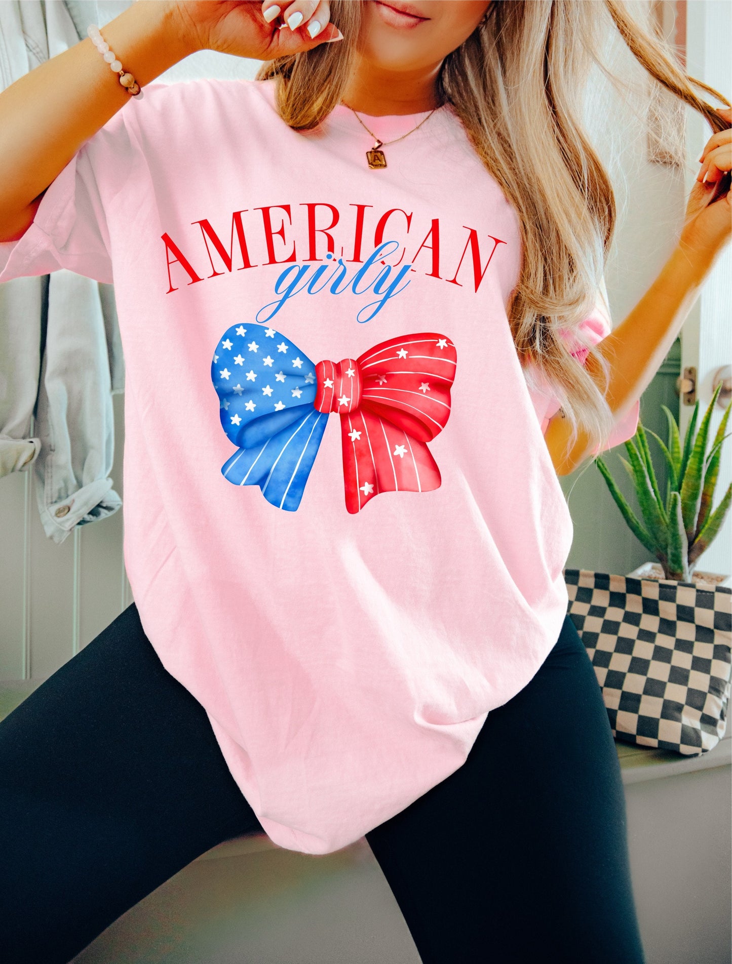 July 4th Shirt, Coquette 4th of July Shirt, USA Shirt, Retro 4th of July Shirt, Comfort Colors Shirt, Summertime Tee, American Girly Big Bow