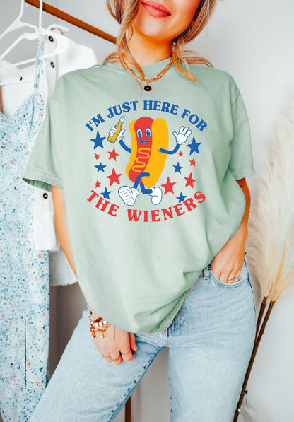 I'm Just Here for the Wieners July 4th Shirt, Funny Hot Dog 4th of July Shirt, USA Shirt, Retro 4th of July Shirt, BBQ Shirt, Summertime Tee