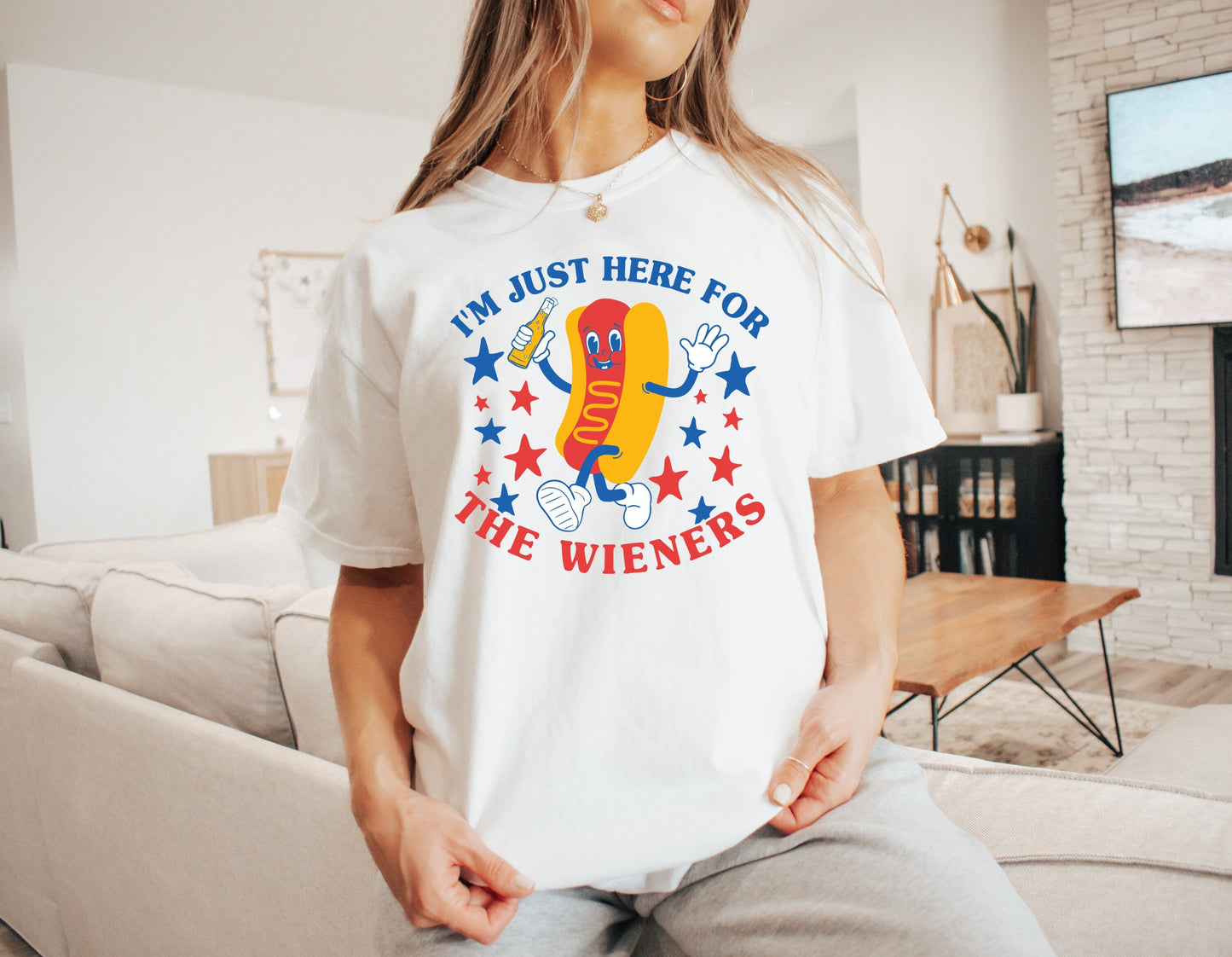 I'm Just Here for the Wieners July 4th Shirt, Funny Hot Dog 4th of July Shirt, USA Shirt, Retro 4th of July Shirt, BBQ Shirt, Summertime Tee