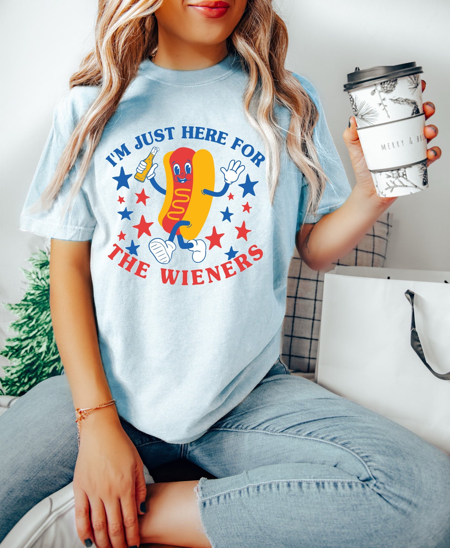 I'm Just Here for the Wieners July 4th Shirt, Funny Hot Dog 4th of July Shirt, USA Shirt, Retro 4th of July Shirt, BBQ Shirt, Summertime Tee