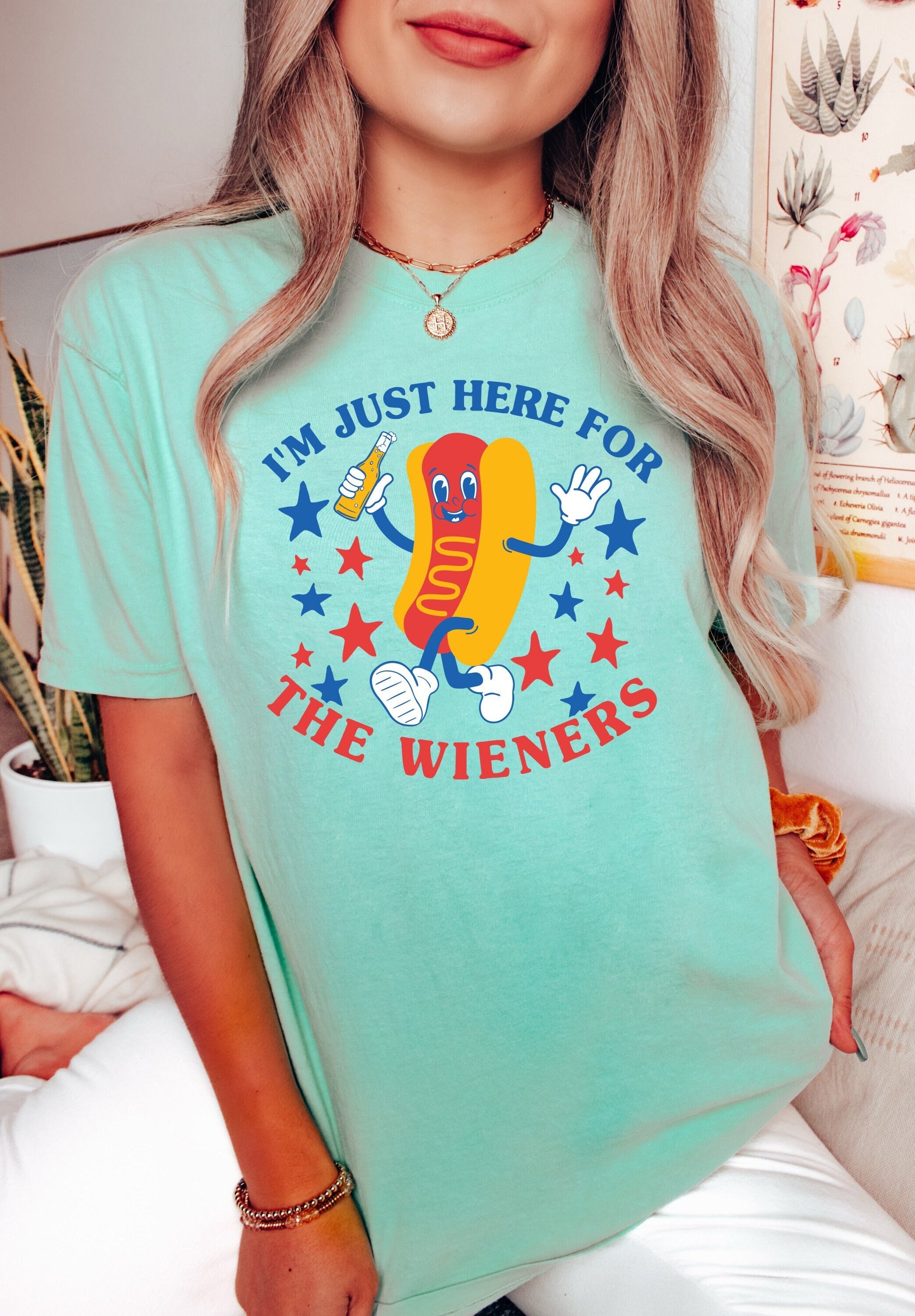 I'm Just Here for the Wieners July 4th Shirt, Funny Hot Dog 4th of July Shirt, USA Shirt, Retro 4th of July Shirt, BBQ Shirt, Summertime Tee