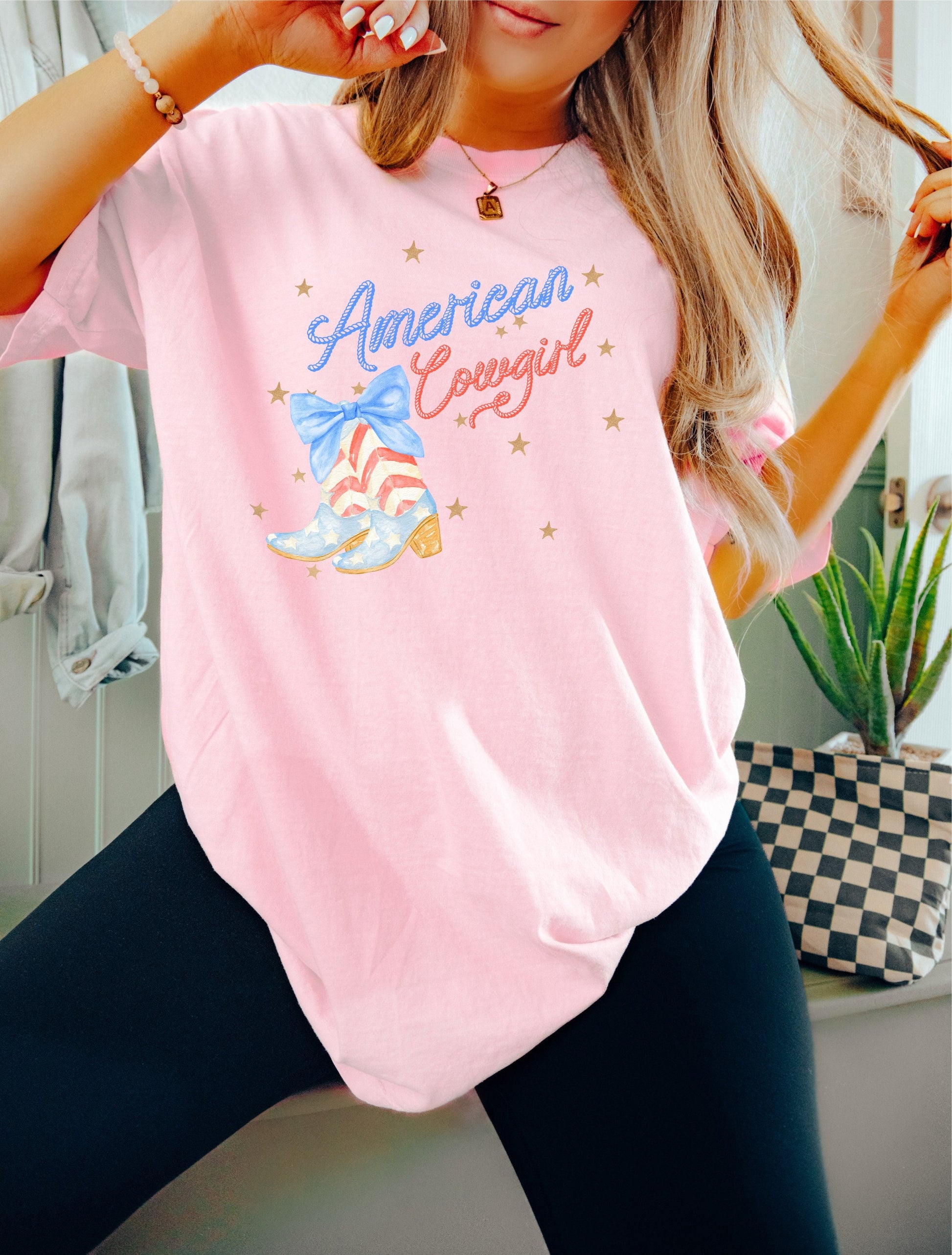 American Cowgirl July 4th Shirt, Cowgirl 4th of July Shirt, USA Shirt, Retro 4th of July Shirt, Western Girl T-Shirt, Summertime Tee