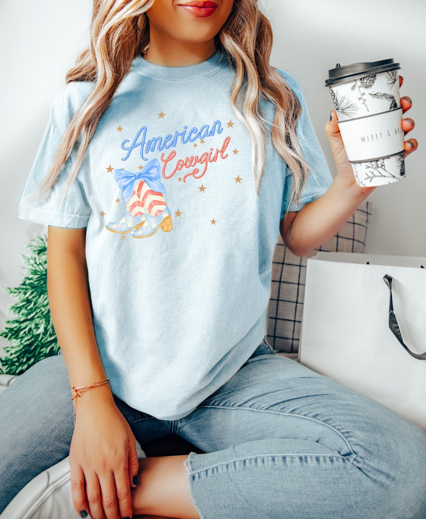 American Cowgirl July 4th Shirt, Cowgirl 4th of July Shirt, USA Shirt, Retro 4th of July Shirt, Western Girl T-Shirt, Summertime Tee