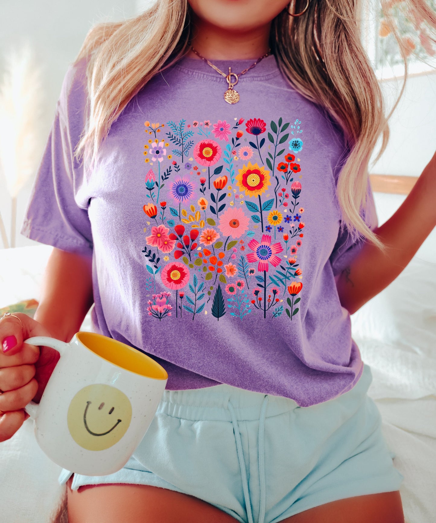 Valentine Pinks Wildflowers Shirt Garden Lover Shirt Flower Lover Shirt Wild Flowers Shirt Floral Shirt