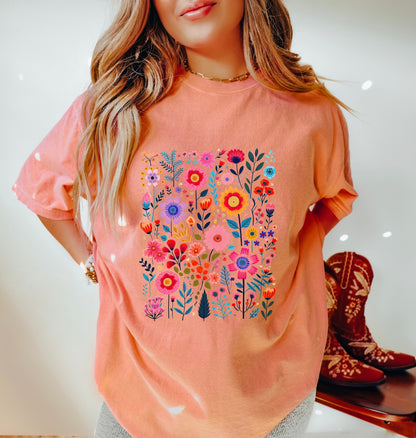 Valentine Pinks Wildflowers Shirt Garden Lover Shirt Flower Lover Shirt Wild Flowers Shirt Floral Shirt