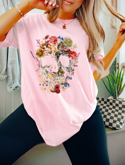 Floral Skull Wildflowers Shirt Garden Lover Shirt Flower Lover Shirt Wild Flowers Shirt Floral Shirt