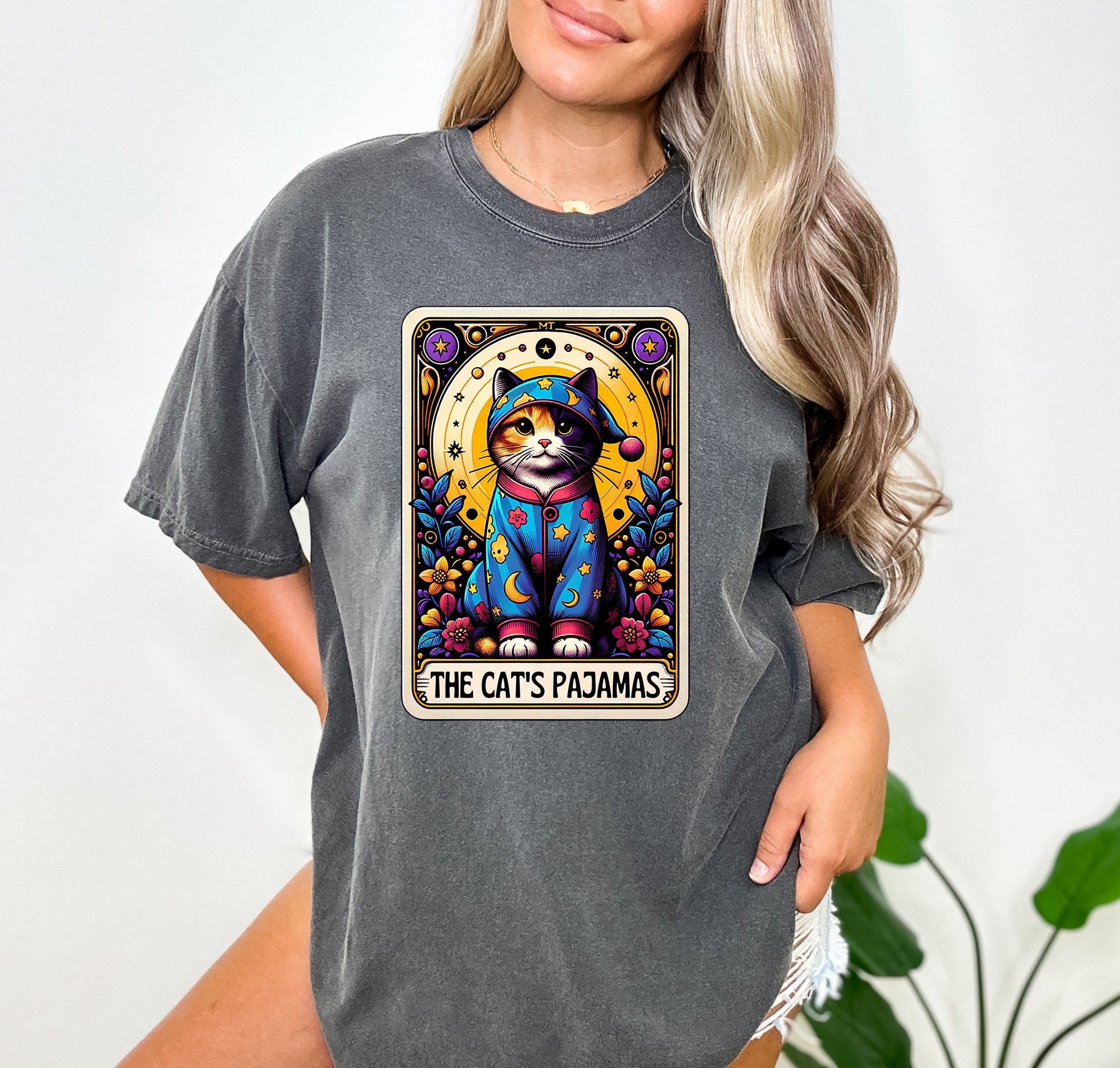 The Cats Pajamas Shirt Funny Gift Unisex Shirt Gift for Her Retro Tshirt Vintage Graphic Tee Shirt Skeleton TShirt Funny Tarot Card Shirt