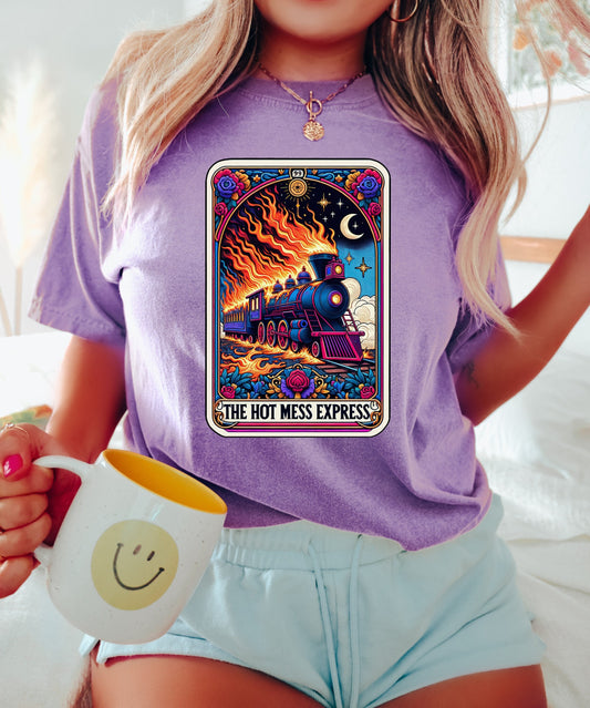 The Hot Mess Express Shirt Funny Gift Unisex Shirt Gift for Her Retro Shirt Vintage Graphic Tee Shirt Skeleton TShirt Funny Tarot Card Shirt