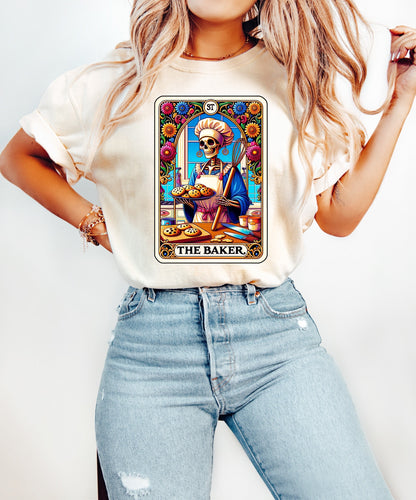 The Baker Cookies Shirt Funny Gift Unisex Shirt Gift for Her Retro Shirt Vintage Graphic Tee Shirt Skeleton TShirt Funny Tarot Card Shirt