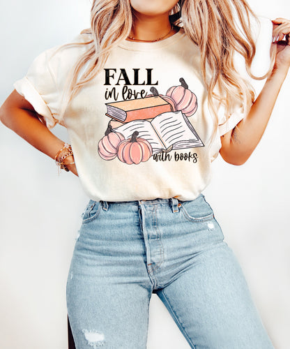 Fall in Love with Books T-shirt Book Lover Shirt Book T-Shirt women Reading Shirts Book Club Shirt Comfort Colors