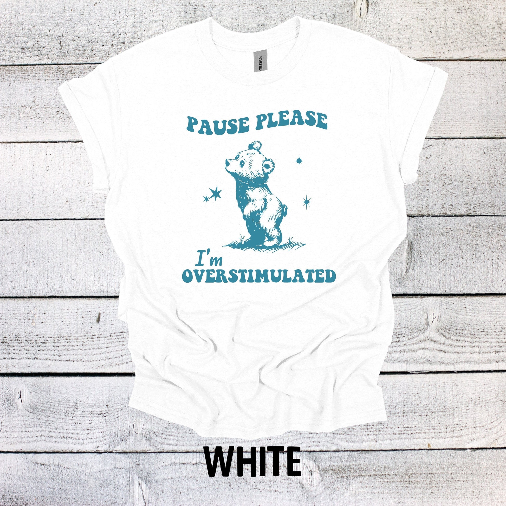 Please Pause I'm Overstimulated Shirt Graphic Shirt Adult Vintage Funny Shirt Nostalgia Cotton Shirt Minimalist Shirt