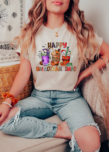 Happy Hallowthankmas Halloween Shirt, Christmas Shirt, Thanksgiving Shirt