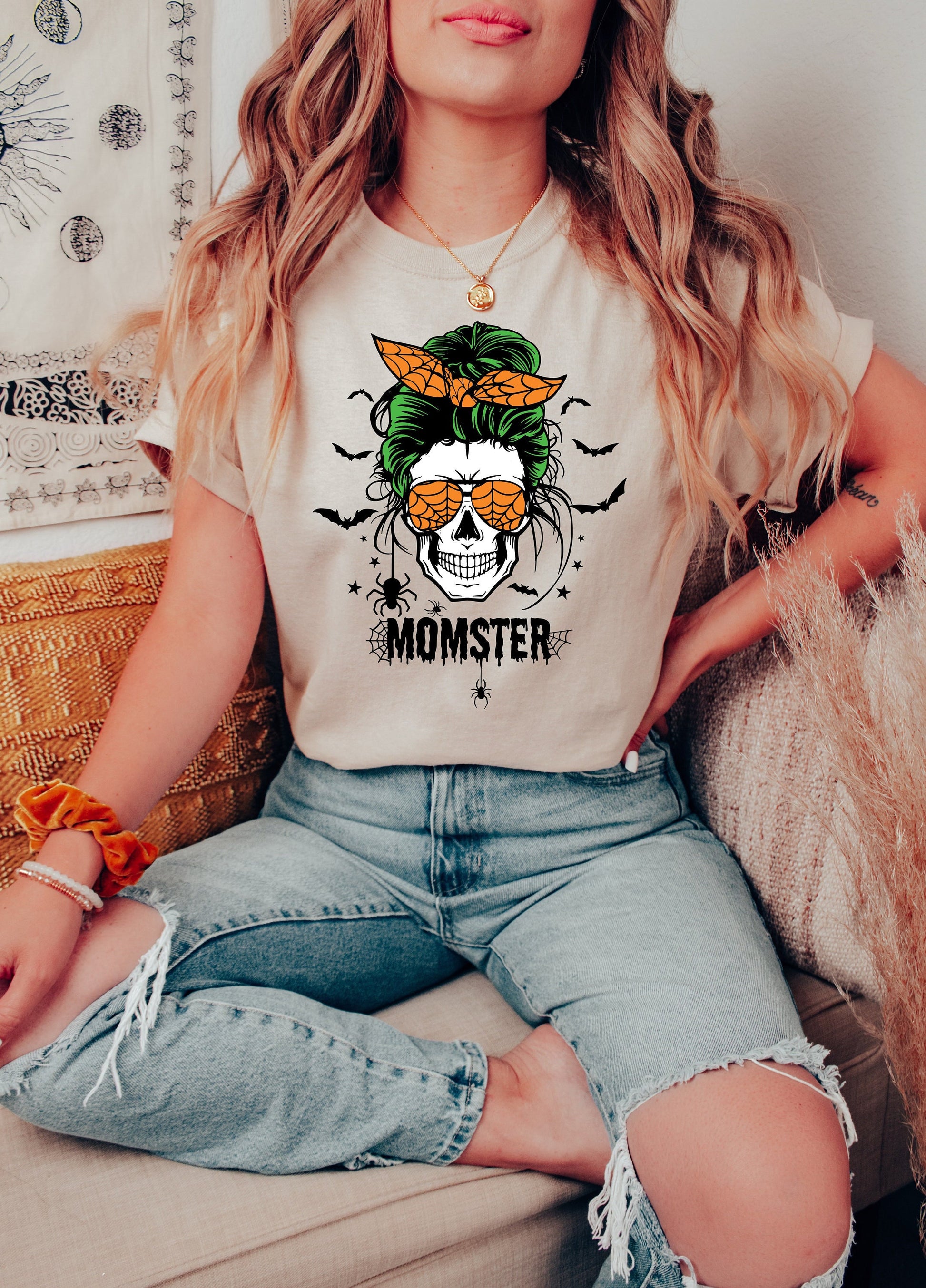 Momster Halloween Shirt - Funny Unisex Tee Skeleton Halloween Shirt