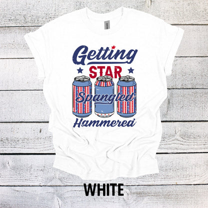 Getting Star Spangled Hammered Shirt- Red White and Blue USA Independence Day Tee