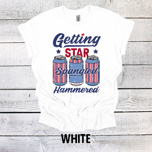 Getting Star Spangled Hammered Shirt- Red White and Blue USA Independence Day Tee