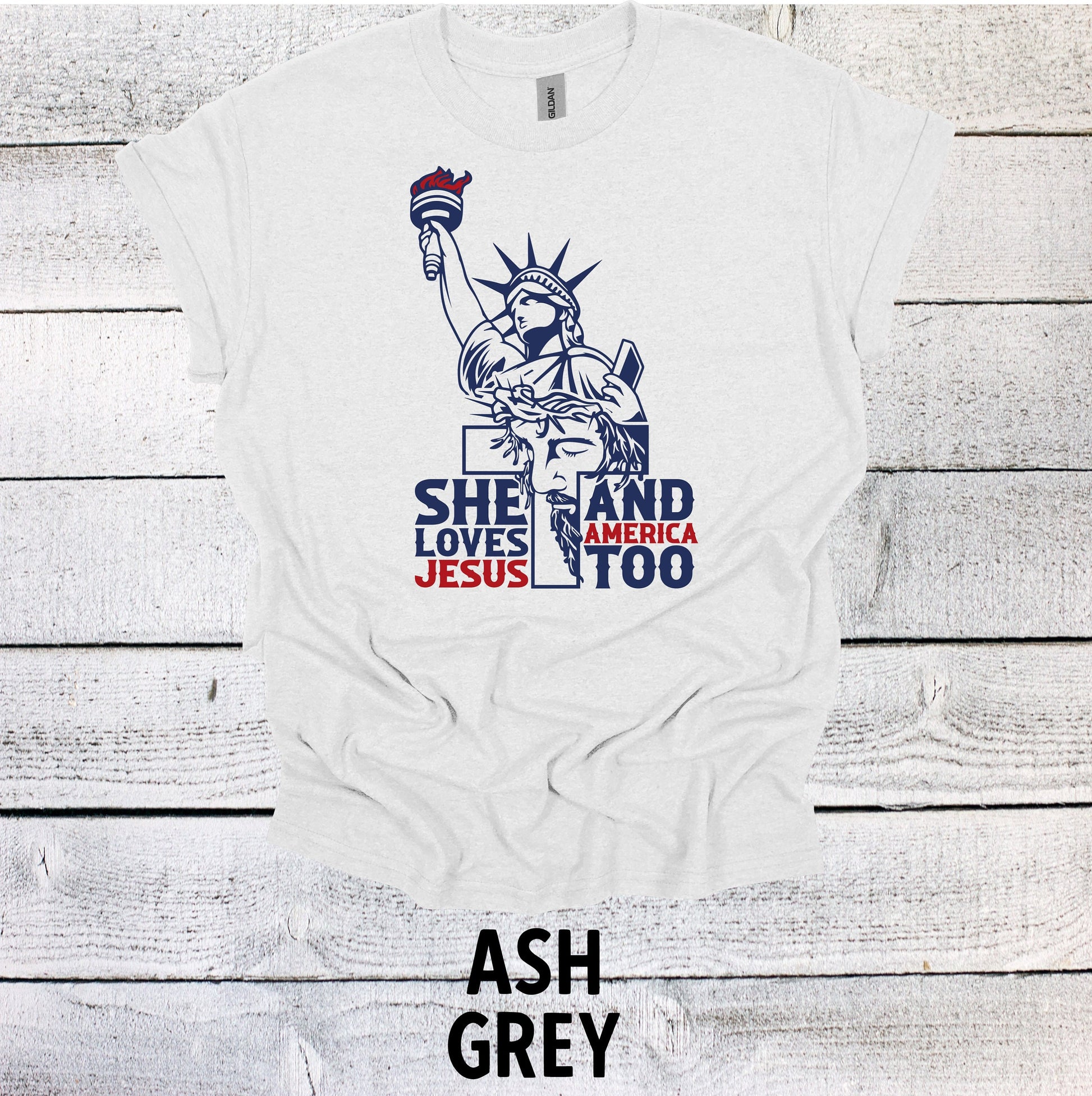 Jesus America Independence Day Tee - Statue of Liberty Graphic - USA Pride