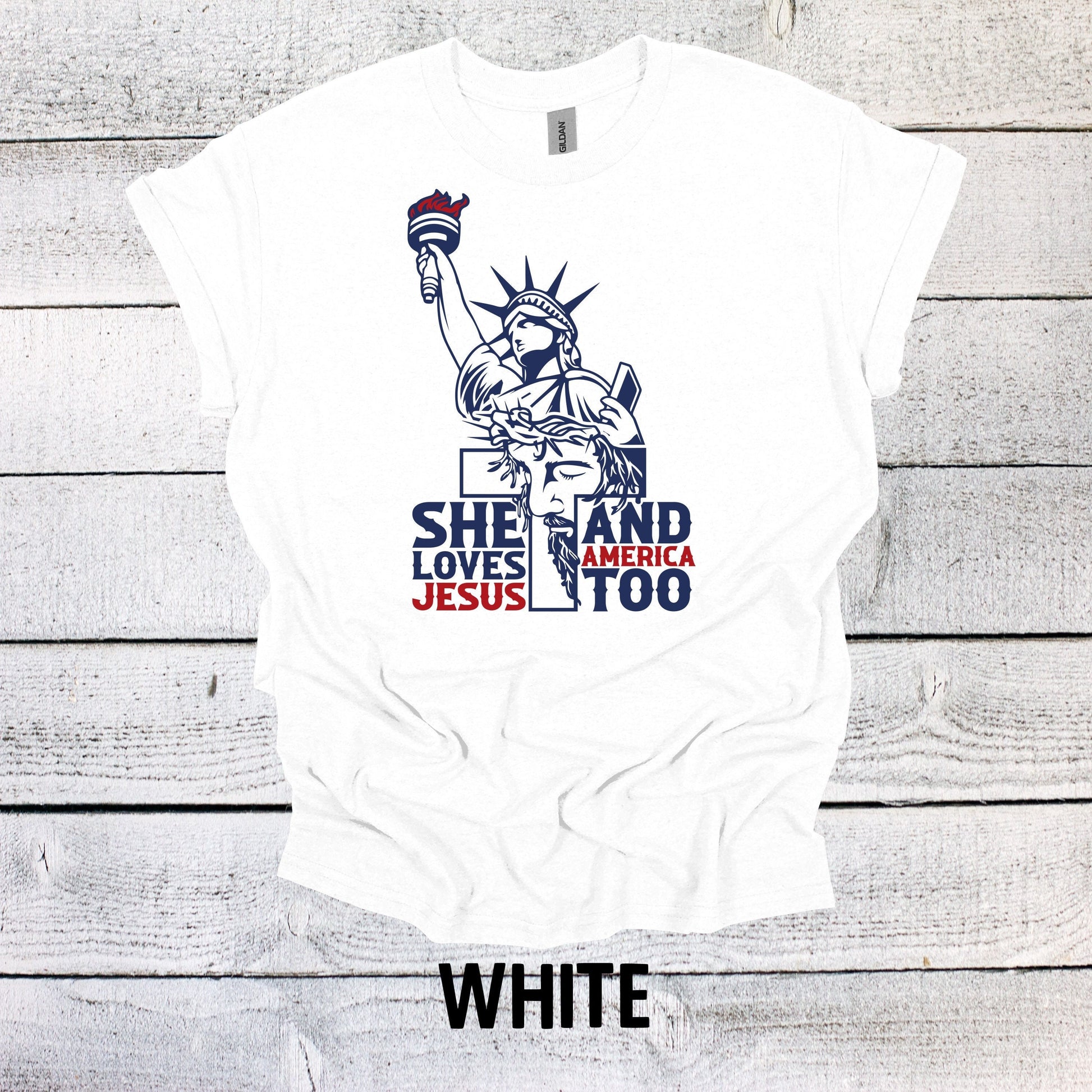 Jesus America Independence Day Tee - Statue of Liberty Graphic - USA Pride