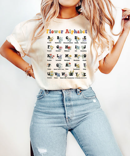 Flower Alphabet Shirt Gardening T-shirt Plant Lover Gift Plant Shirt Gardening Lover Shirt Women's Shirt Ladies Shirt