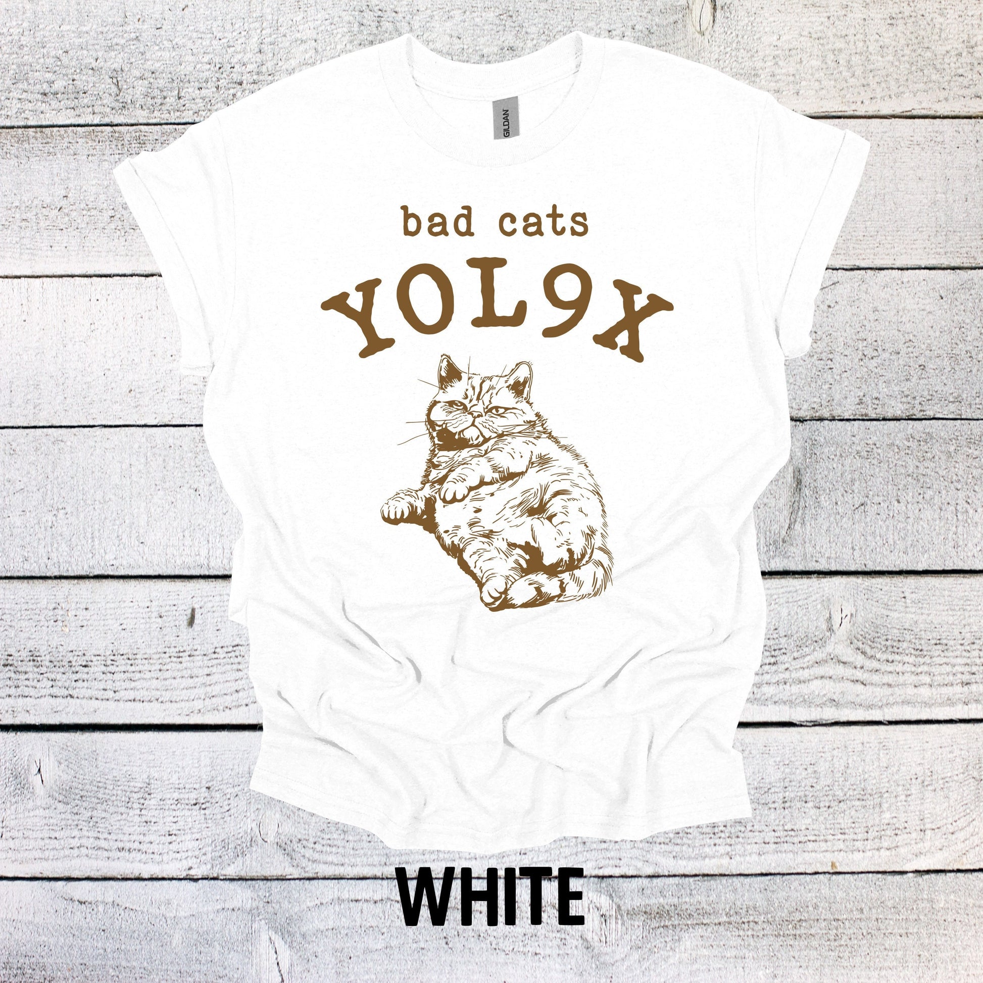 Bad Cats YOL9X Shirt Graphic Shirt Adult Vintage Funny Shirt Nostalgia Cotton Shirt Minimalist Shirt