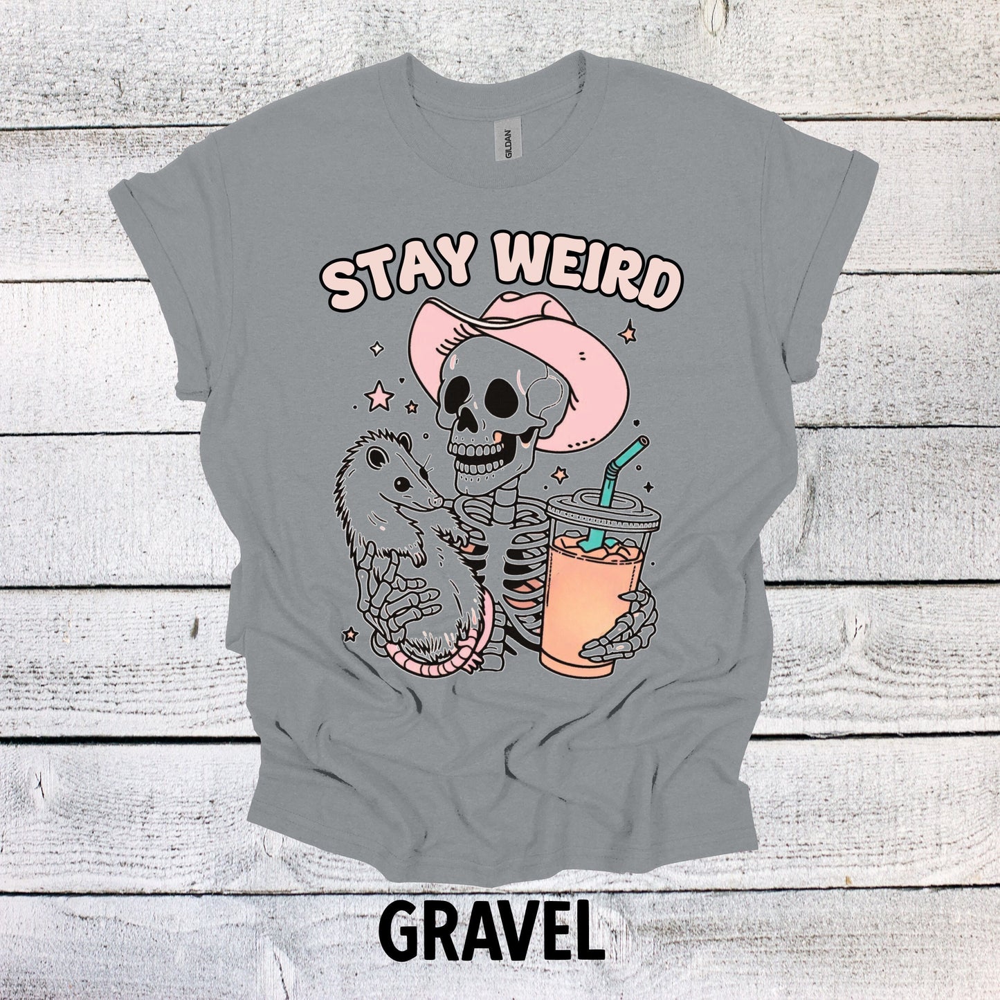 Stay Weird Skeleton Opossum Shirt Funny Gift Unisex Shirt Gift for Her Retro Tshirt Vintage Graphic TShirt Funny Shirt