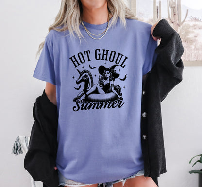 Hot Ghoul Summer Graphic Tee - Spooky Shirt for Summer Fun